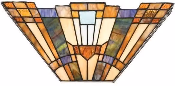 Netlighting Inglenook 2 Light Tiffany Wall Uplighters in Multicolour Glass with E14 Base