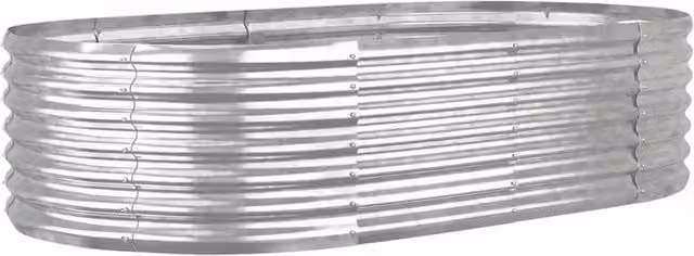 Berkfield Home Garden Powder-coated Steel Raised Bed in Silver, W/D/H: 152 x 80 x 36 cm