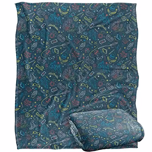 Warner Brothers Harry Potter White Multicolour Fleece Throw Blanket W/D/H: 152 x 127 cm