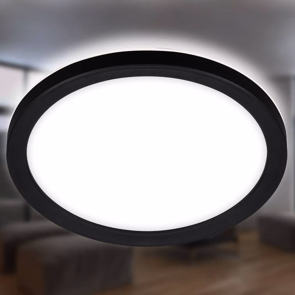 Briloner Black LED Slim Round Ceiling Light, 12W, 1400lm, 4000K Cool White, Diameter: 19 cm – 6