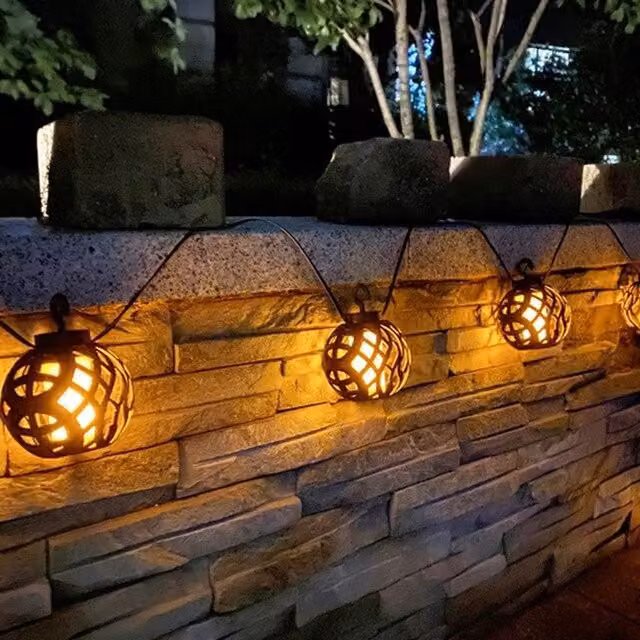 Solar Centre Led Solar Flame Garland - Black