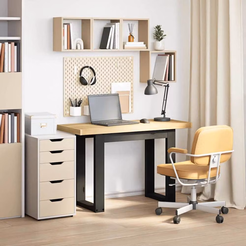 Berkfield Home NOAIN Writing Desk in Brown Solid Pine Wood with U-Shaped Legs, W/D/H: 120 x 50 x 75 cm – 3