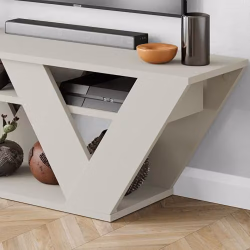Decortie Pipralla Modern Multimedia TV Unit with Shelves in Sand, W/D/H: 110 x 30 x 40 cm – 3