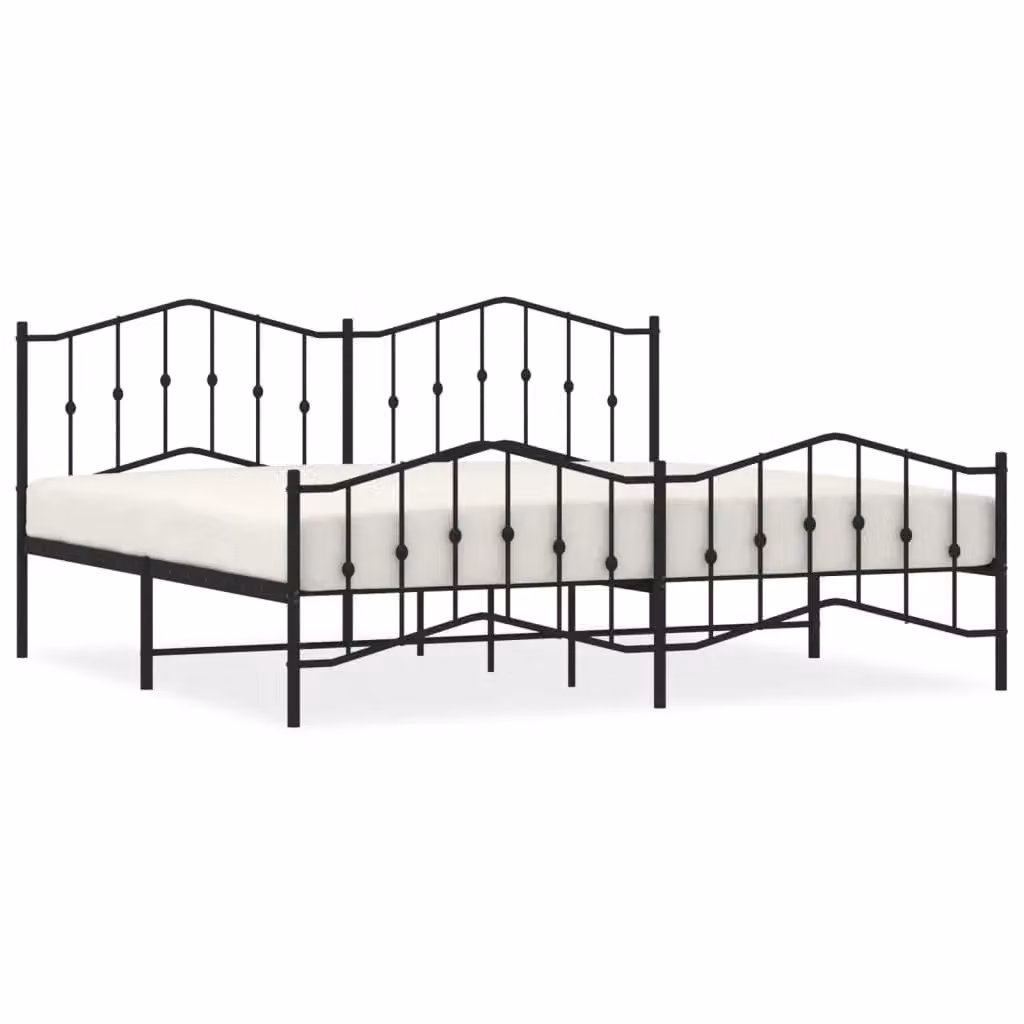 Berkfield Home Metal Bed Frame with Headboard and Footboard in Black W/D/H: 193 x 203 cm – 2