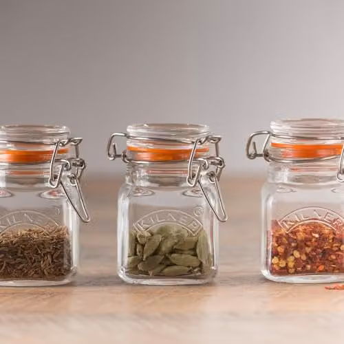 Kilner Transparent Glass Square Clip Top Spice Jar, 70 ml – 1