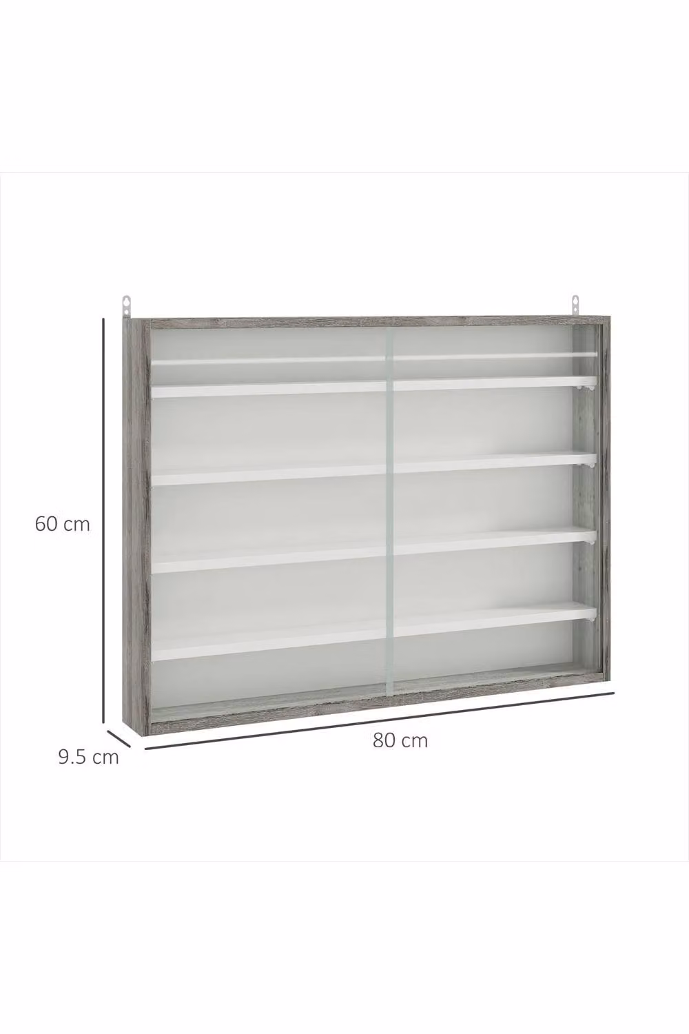 ERGOVEXA 5-Tier Wall Mounted Display Shelf Unit with Glass Doors, Grey Wood Grain – 2