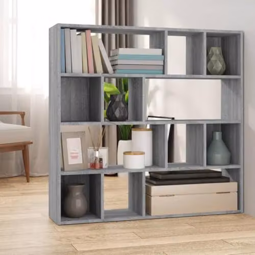 vidaXL Grey Sonoma Book Cabinet and Room Divider W: 105 cm, D: 24 cm, H: 102 cm – 2