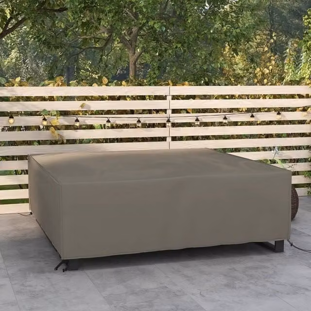 EONLION Large Square Outdoor Garden Set Cover in Grey, W/D/H: 100 x 100 x 100 cm – 1