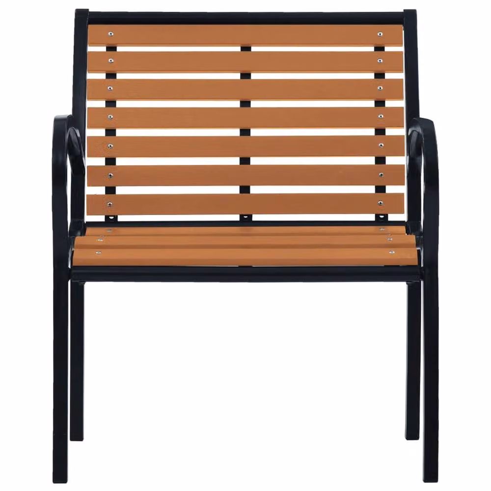 Berkfield Home Set of 2 Industrial Garden Chairs in Black and Brown Steel and WPC – 3