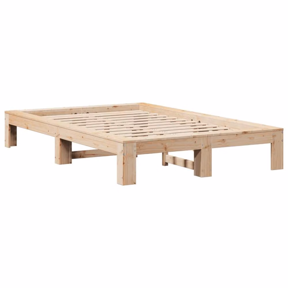 Berkfield Home Small Double Solid Wood Pine Bed Frame in Beige, W/D/H: 120 x 190 cm – 3