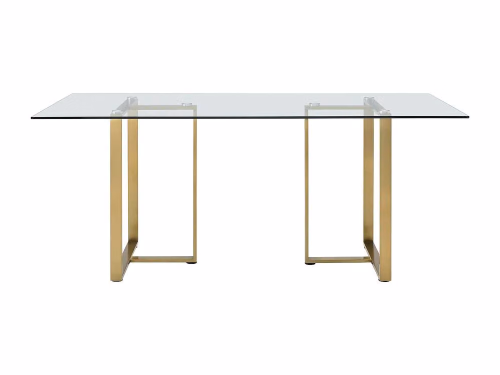 Vente-unique Modern Rectangular 6-Seater Dining Table with Transparent Glass Top and Gold Metal Base, W/D/H: 180 x 90 x 75 cm – 2