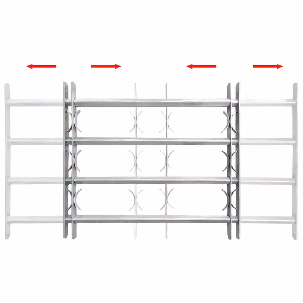 Berkfield Home Adjustable Silver Steel Security Window Grille with 4 Crossbars