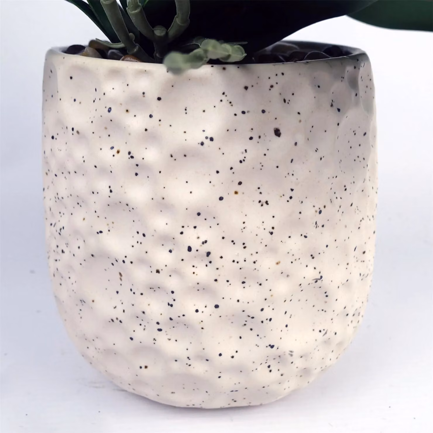 Leaf White Artificial Orchid with Green Ceramic Planter, Height: 60 cm – 3