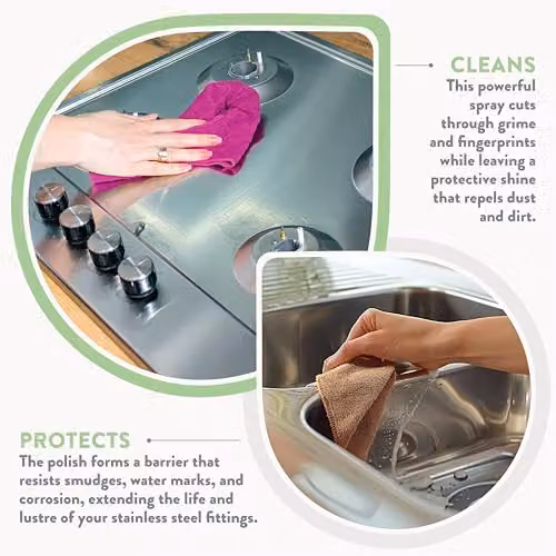 GLEAN Stainless Steel Cleaner and Polish Spray, White, 500ml – 3
