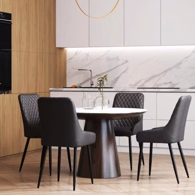 Chilli Seating Retro Brown Synthetic Leather Dining Chair Set of 4