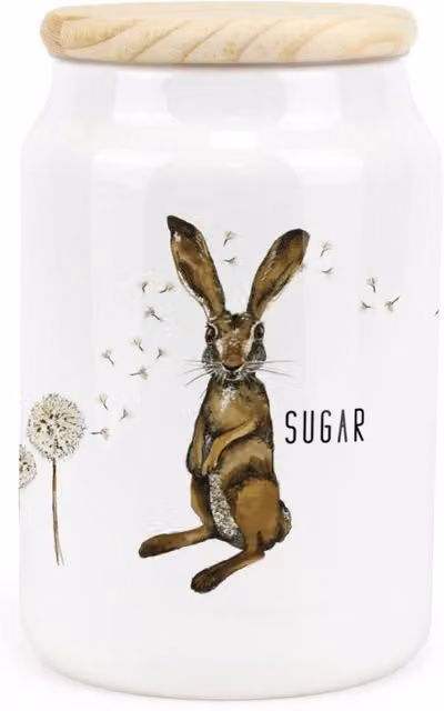 Purely Home Ceramic Sugar Storage Canister with Loose Lid in Brown and White