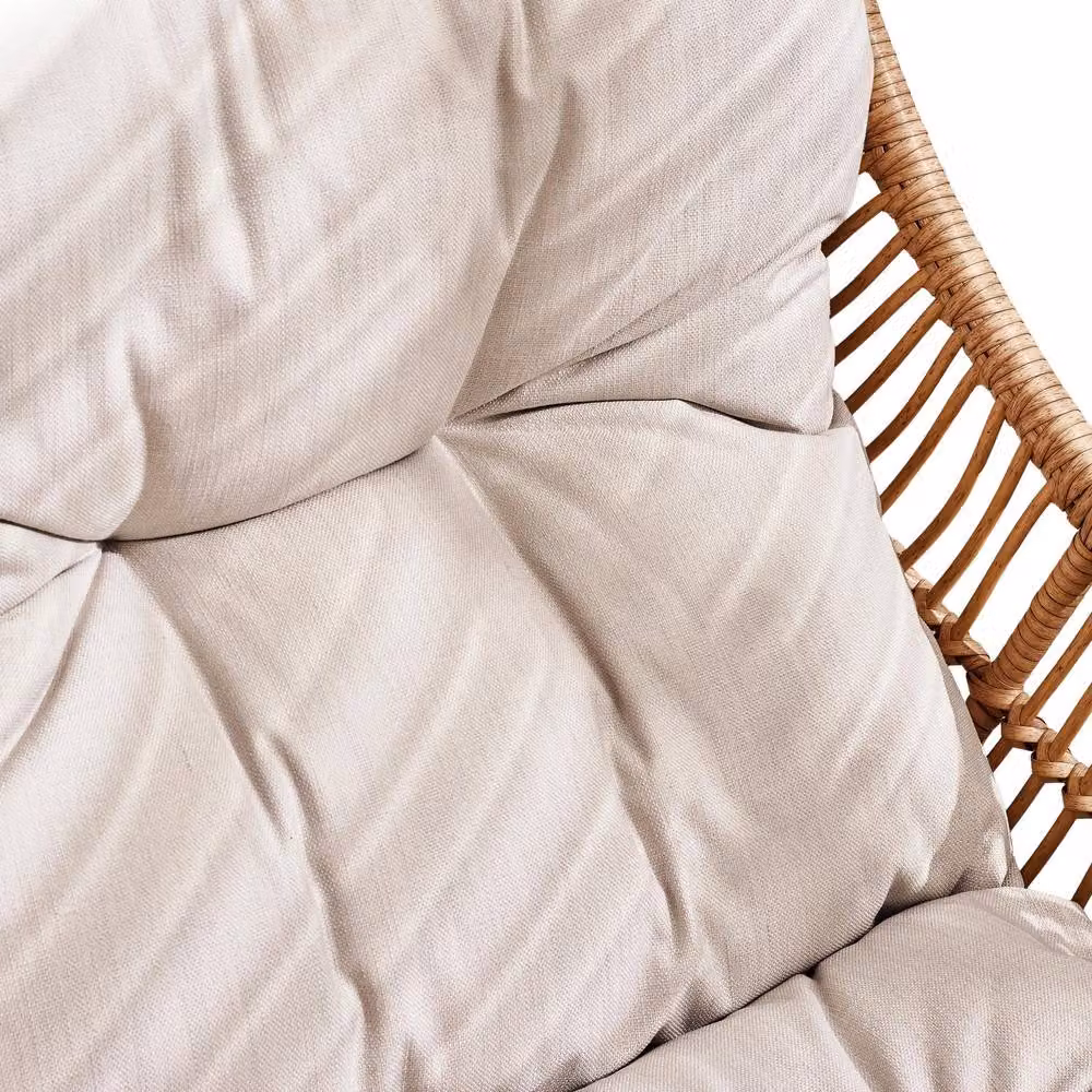 FurnitureboxUK Tahiti Beige Rattan Indoor and Outdoor Chair and Footstool Set – 3