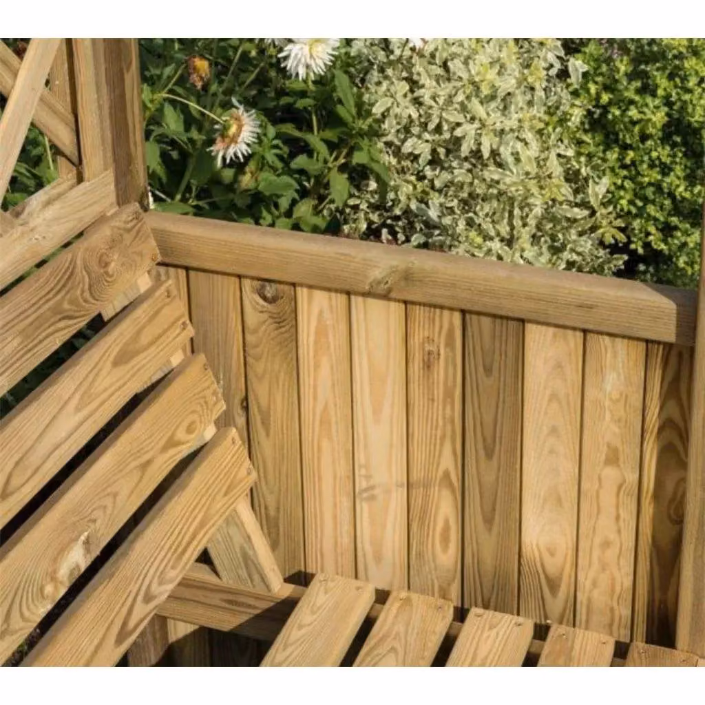 Cheshire Deluxe Pressure Treated Apex Arbour with Open Trellis Sides in Light Oak – 2