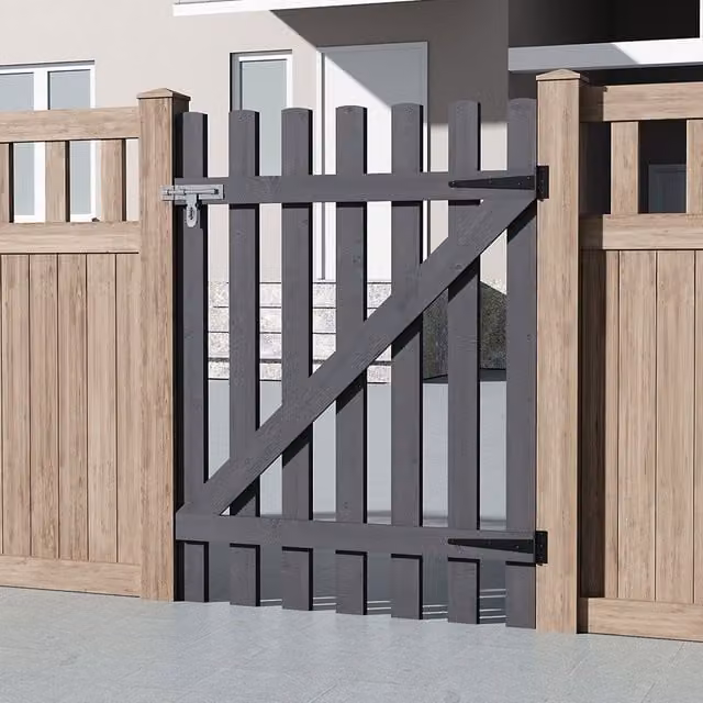 Breeins Grey Wood Garden Fence Gate, Width: 120 cm