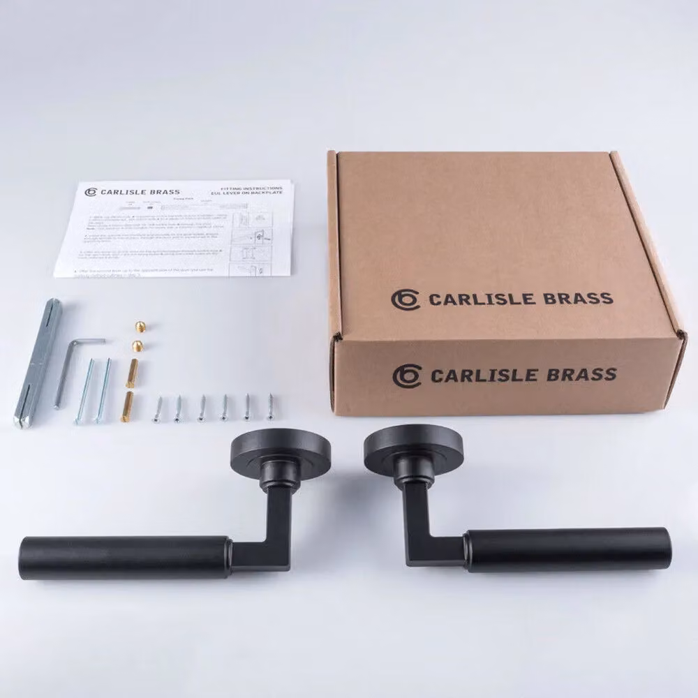 Loops 2x Pair Straight Round Bar Handles with Round Rose Concealed Fix in Matt Black – 3
