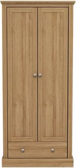 Lemon Pavilion Furniture Devon 2 Door Wardrobe in Brown Oak, W/D/H: 79.7 x 56.0 x 181.5 cm
