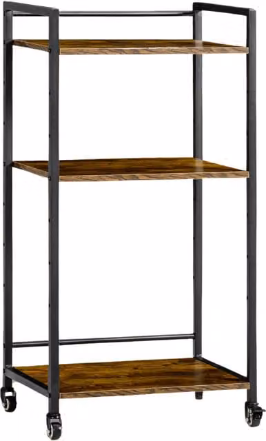 Pirlo Plush 3 Tier Printer Trolley with Adjustable Shelves in Brown