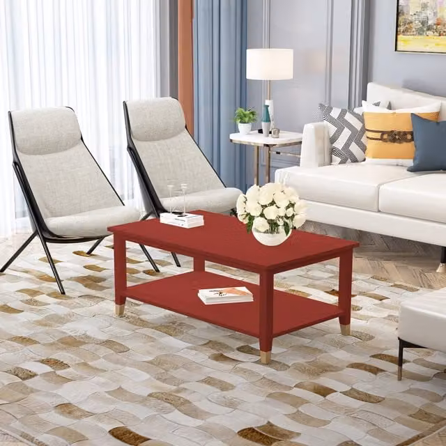 Cabinet Bits Palazzi Modern Rectangular Metal Coffee Table in Red