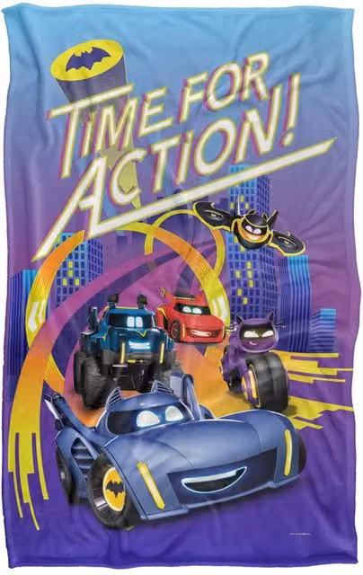 Warner Bros. Batwheels Time For Action Super Soft Fluffy Polyester Throw Blanket for Children, Multicolour, Large