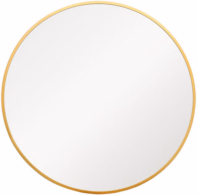 MirrorOutlet Fenestra Gold Circular Modern Hanging Mirror, Gold, Diameter: 110 cm