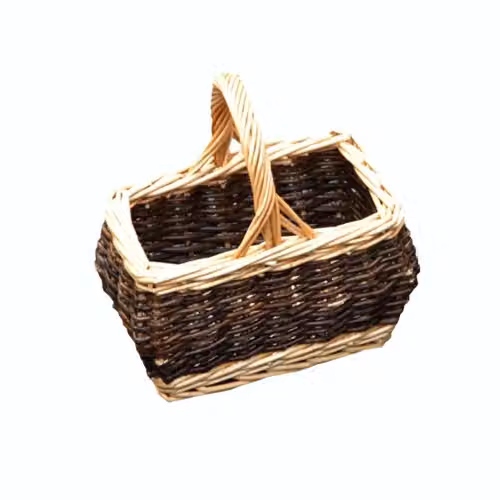 Red Hamper Childrens Rectangular Rustic Open Weave Shopping Basket in Brown and Red with Handles, W/D/H: 12.0 x 10.0 x 12.0 cm – 3