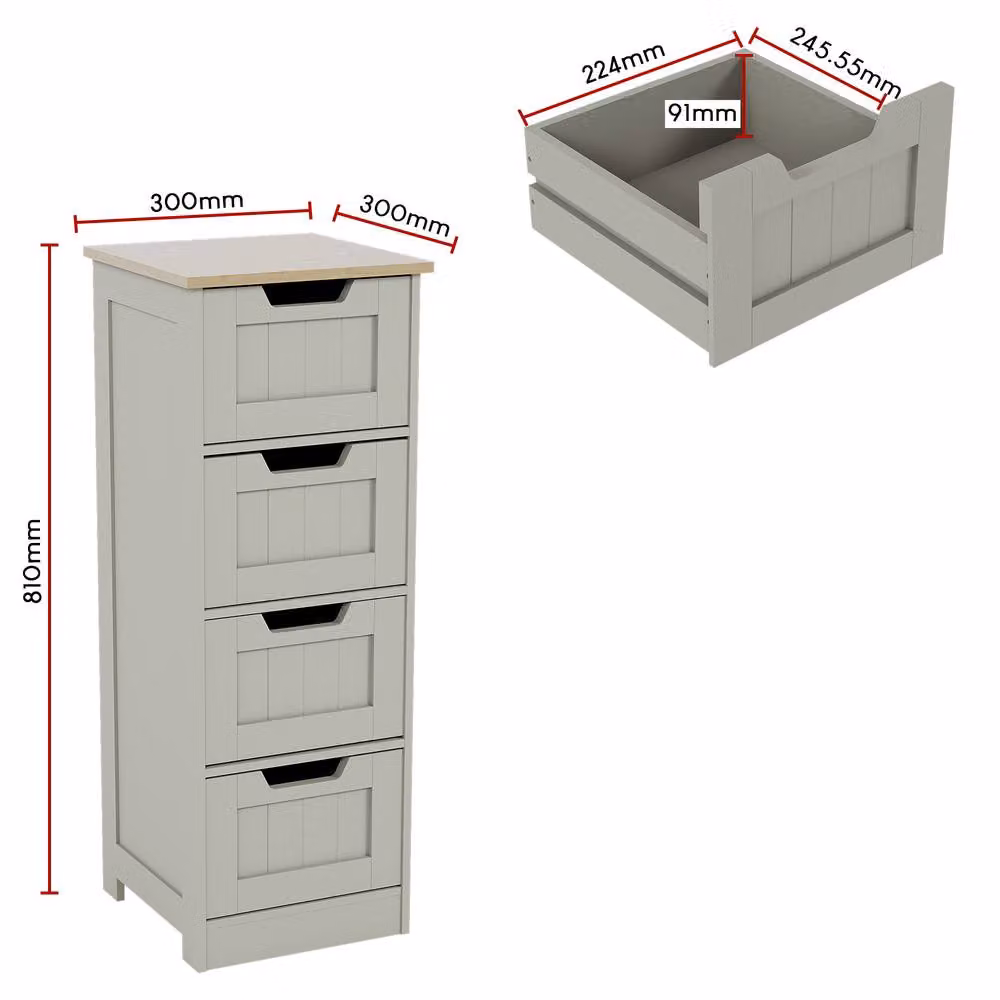 HD Designs Priano 4 Drawer Freestanding Bathroom Storage Unit in Grey – 2