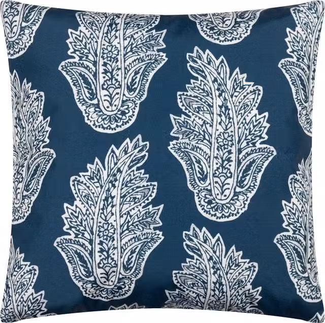 Paoletti Kalindi Paisley Floral Outdoor Polyester Filled Cushion, Blue, W/D/H: 43 x 43 x 43 cm – 1