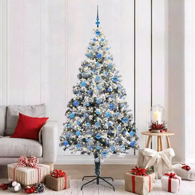 Berkfield Home Artificial Green Christmas Tree with 300 LEDs and Stand, Height: 210 cm