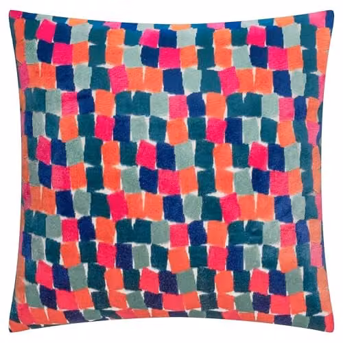 Riva Home Metro Blocks Geometric Velvet Jacquard Decorative Cushion, Multicolour, W/D/H: 45 x 45 x 45 cm – 1