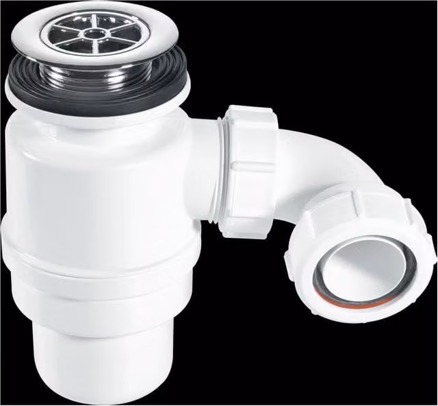 McAlpine STW10R Shower Trap with 1.5 inch Multifit Outlet and Chrome Plastic Flange in Silver and White – 1
