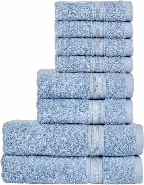 CHRISTY Serene 8 Piece Combed Cotton Towel Bale in Pale Blue