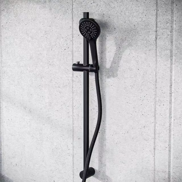 Nes Home Matte Black Modern Slider Rail Shower Bar Riser Wall Bracket Kit