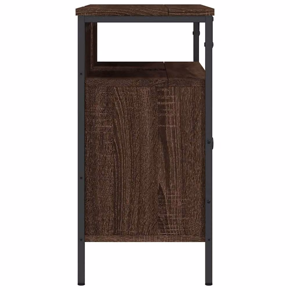 Berkfield Home Brown Oak Wall Mounted Bathroom Sink Cabinet W: 80 cm, D: 30 cm, H: 60 cm – 5
