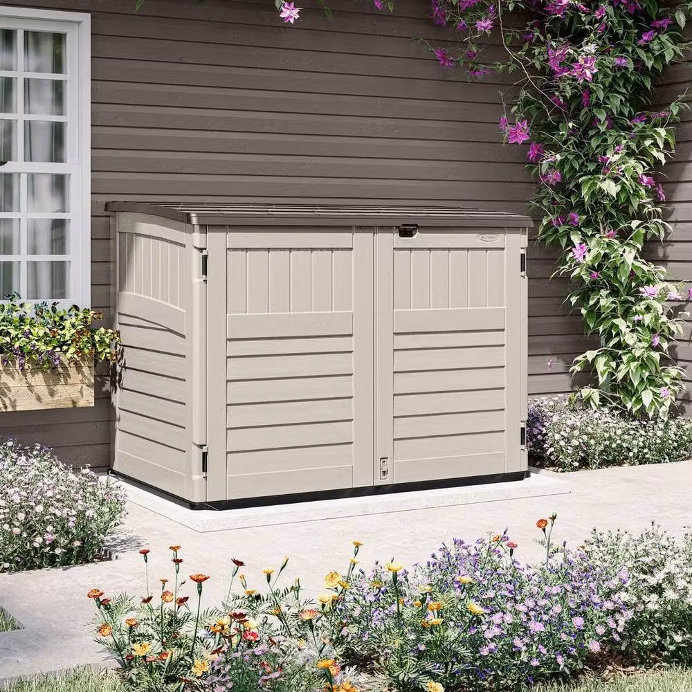 Rowlinsons Stow-Away Large Resin Bin Store in Beige, W/D/H: 179 x 112 x 132 cm – 1