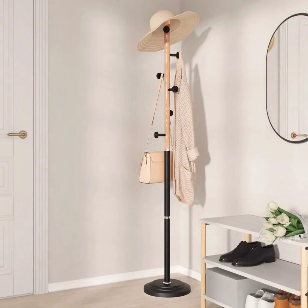 Berkfield Home Industrial Post Tree Coat Stand in Matt Black, Height: 177 cm – 2