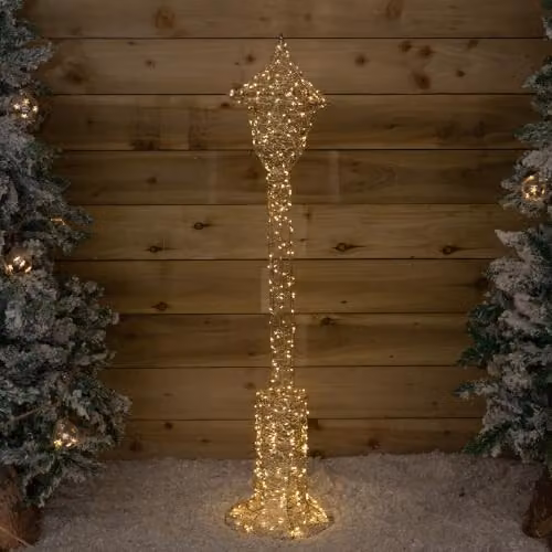 Samuel Alexander Gold Elegance Twist Christmas Lamp Post with 400 Warm White LEDs, Height: 120 cm – 2