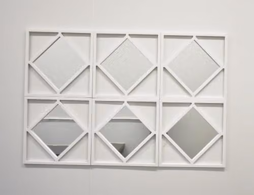 Biznest Pack of 3 White Square Diamond Shape Geometric Wall Art Mirrors, W/D/H: 40 x 40 x 40 cm – 2