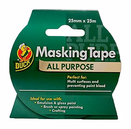 Duck All Purpose Masking Tape, Beige, W: 2.5 cm, L: 25 m