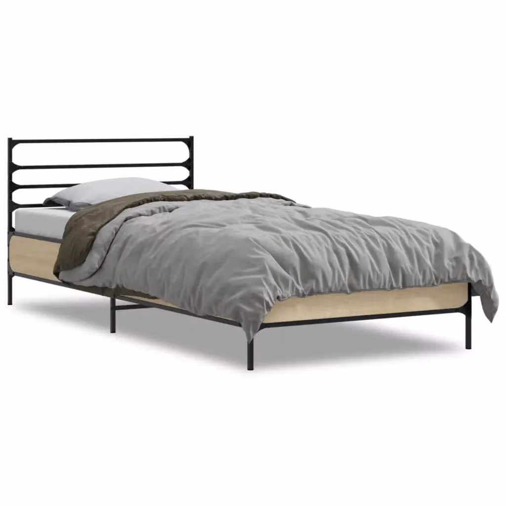Berkfield Home Sonoma Oak Small Single Bed Frame in Brown, W/D/H: 75 x 190 cm – 2