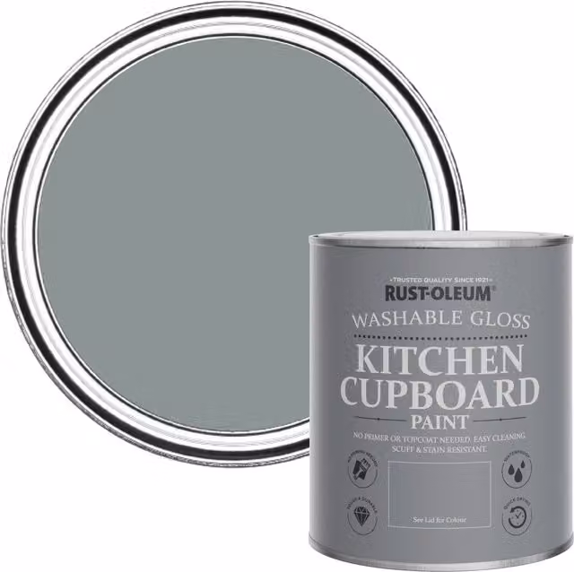 Rust-Oleum Kitchen Cupboard Paint in Gloss Finish, Grey, 0.75 l