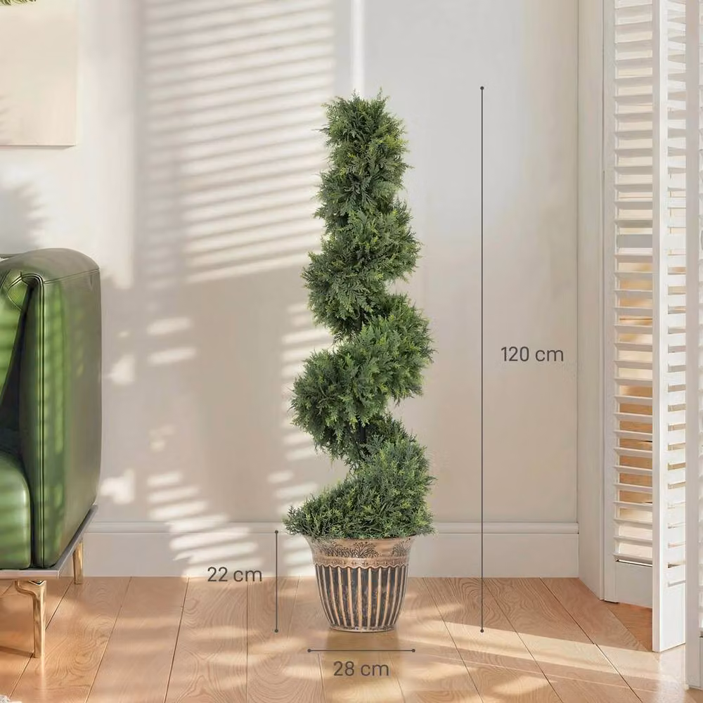 KORVIXA Set of 2 Green Decorative Artificial Spiral Trees, Height: 120 cm – 2