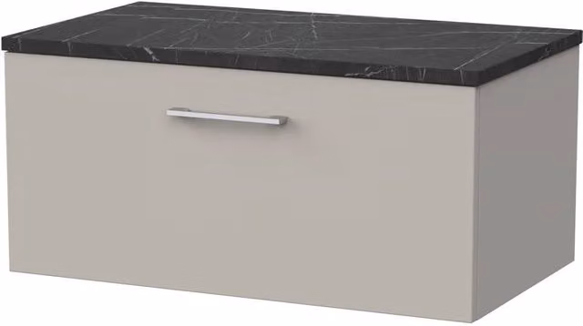 Balterley Pershall 1 Drawer Vanity with Black Pietra Stone Top, Pebble Grey, W: 80 cm