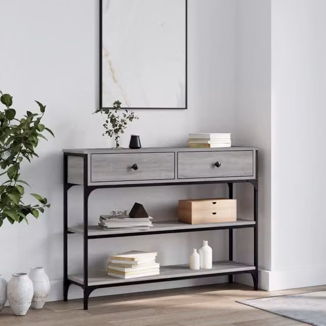 Berkfield Home Grey Sonoma Console Table, W/D/H: 100 x 25 x 75 cm – 1