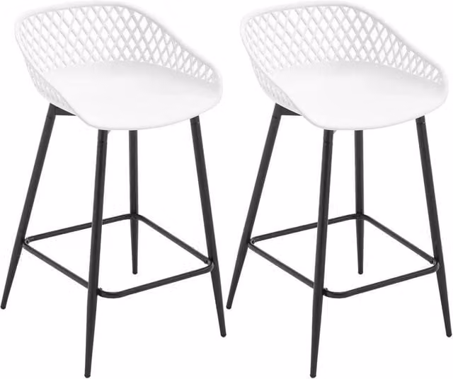 FORGEVIO Set of 2 Modern White Bar Stools for Kitchen and Breakfast Bars