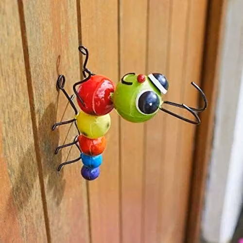 Marco Paul Multicoloured Metal Caterpillar Garden Ornament, 15 cm